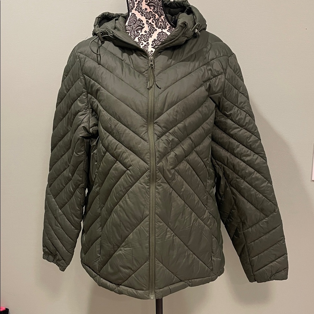 NEW.  Lands' End Olive Green Puffer Jacket